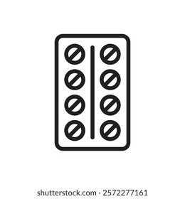 Pill Blister Pack icon Flat vector set outline