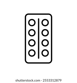 Pill blister pack icon isolated on white background