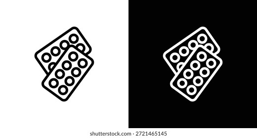 Concepto de logotipo de icono de paquete de ampolla de píldora en trazos