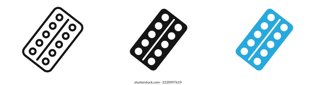 Pill Blister Pack ícone ilustração de linha fina
