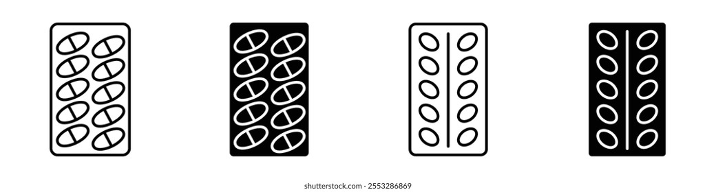 Pill blister pack icon vector set. EPS10