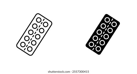 Pill blister pack Icon vector. liner and flat style icons set.