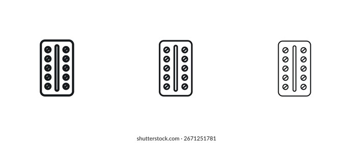 Píldora blister pack icono Ilustración vectorial eps. Ilustraciones de esquema de Vector
