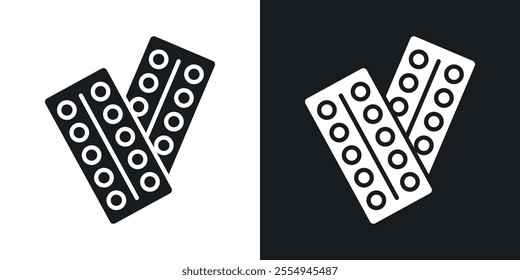 Pill blister pack icons in solid black and white colors