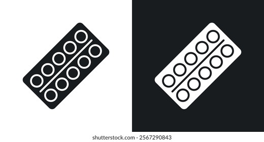 Pill blister pack icons in solid black and white colors