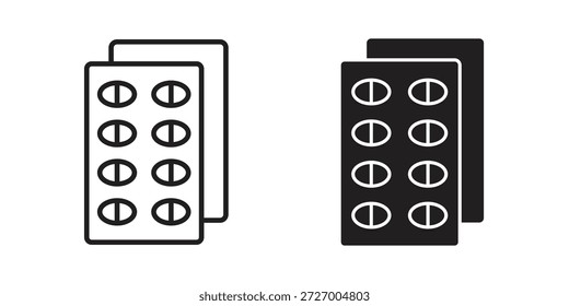 Pille Blister Kollektion Silhouette flache Symbol design element.icons in schwarzer Glyphe und Liner Versionen für Design.