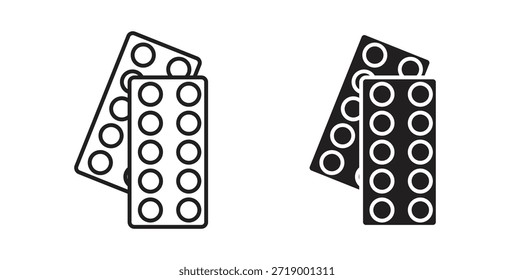 Blisters de píldoras, símbolos de Vector. Iconos de signo plano rellenos, símbolos de Vector. signo plano rellenado