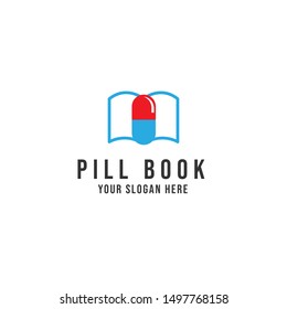 Pill book Logo Vector icon illustration
