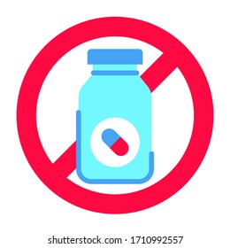 Pill Bottle Allergy Line Color Icon. Allergic Reaction To Drug. Medication Intolerance. Hypersensitivity To The Individual Components Of The Product. Vector Isolated Element.