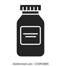 Pill bottle black glyph icon. Pharmaceutical product. Pictogram for web page, mobile app, promo.