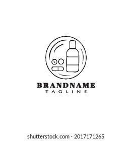 píldora con el logotipo de botellas o cajas diseño de dibujos animados vector moderno