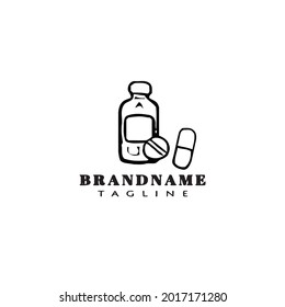 pill with bottle or box logo icon cartoon design modern vector illustration