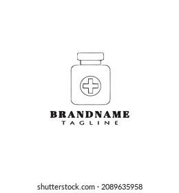 pill with bottle or box logo icon cartoon design modern vector cute