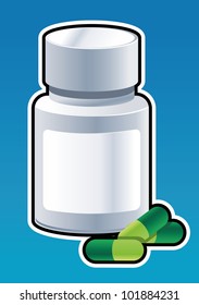Pill bottle and capsule.