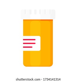 Pill bottle for capsules or tablets flat style design vector illustration. Medical container jar bottle for pills and medicine treatment isolated on white background.