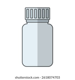 Pill bottle flat color icon packaging for tablets vitamins medical medicines vector object