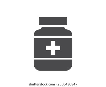 pill bottle flat icon. medical and pharmaceutical design element. isolated vector image in simple style