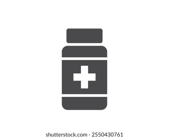 pill bottle flat icon. pharmaceutical and medical symbol. isolated vector image in simple style