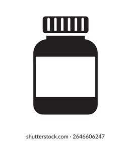 Ícone de glifo de frasco para frasco de suplemento de recipiente de medicamento ou embalagem de produto farmacêutico vetor ilustração vetor ícone de glifo sólido