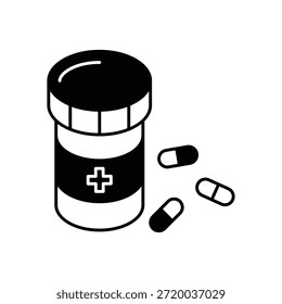 Icono de la botella de la píldora Ilustración vectorial limpia y moderna
