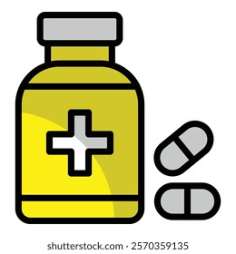 Pill Bottle Icon Element For Design