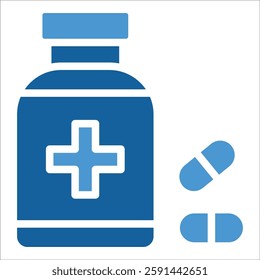 Pill Bottle Icon Element For Design