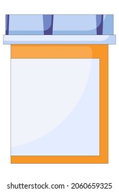Tablettensymbol im flachen Stil, Plastikpflegebehälter in orangefarbener Medizin, Illustration einzeln auf weißem Hintergrund. Vektorgrafik