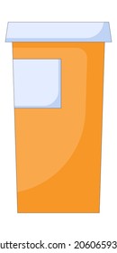 Pill bottle icon in a flat style, medicine plastic orange pill container, illustration isolated on a white background. Vector illustration