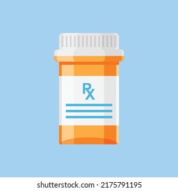 Pill bottle icon in flat style. Medical capsules vector illustration on white isolated background. Pharmacy sign business concept.