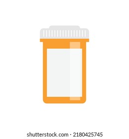 Pídele el icono del frasco en forma plana. Ilustración vectorial de cápsulas médicas sobre fondo blanco aislado. La farmacia firma el concepto de negocio.