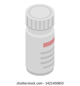 Pill bottle icon. Isometric of pill bottle vector icon for web design isolated on white background