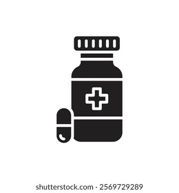 Pill bottle icon Line Art Logo set