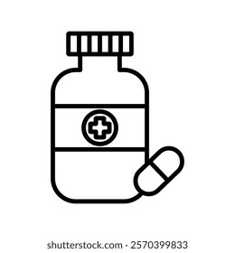Pill bottle icon Outline thin set