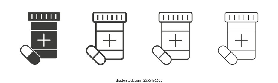 Pill bottle icon pack. vector illustration