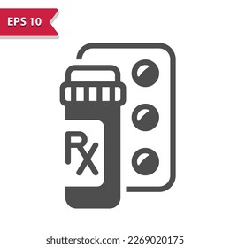 Pill Bottle Icon. Pills, Medication, Drugs, Treatment. Professional, pixel perfect icon, EPS 10 format.