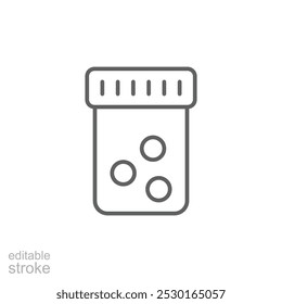 Pill bottle icon. pills vial. Editable stroke