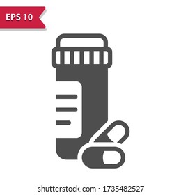 Icono De Botella De Píldora. Icono profesional, perfecto píxel, formato EPS 10.
