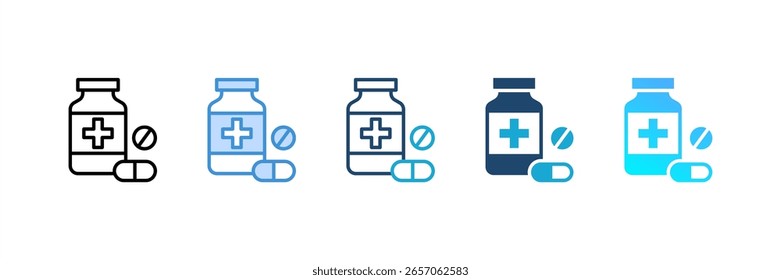Pill Bottle icon set multiple style collection