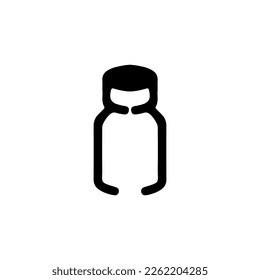 Pill bottle icon. Simple style pill poster background symbol. Pill bottle brand logo design element. Pill bottle t-shirt printing. vector for sticker.
