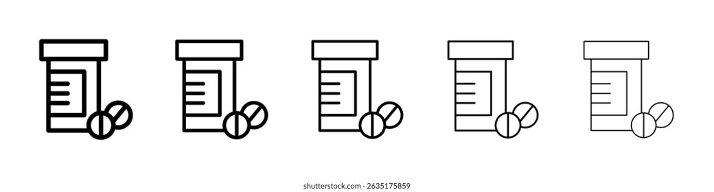 Pillenflaschensymbol einfaches flaches Symbol mit dünner Linie