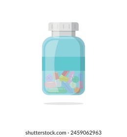 Pill Bottle Icon Vector Design.
