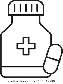 Pill bottle icon vector isolated on white background.