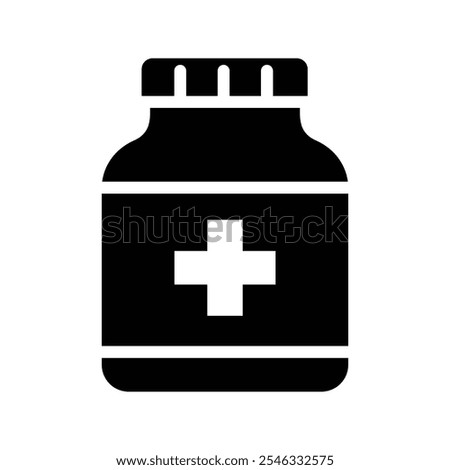 Pill bottle icon vector. Medicine pills bottle symbol flat black solid icon
