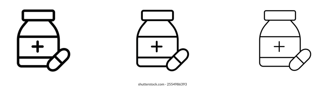 Pill bottle icons in tree different stroke sizes