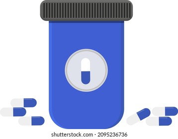 Pill bottle, illustration, vector on a white background.