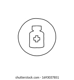 Pill Bottle - Ink Vektorillustration Skizze