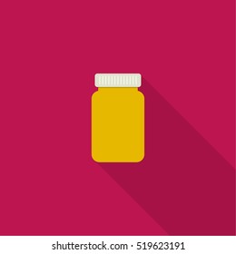 Pill Bottle Isolated Icon On White Background. 