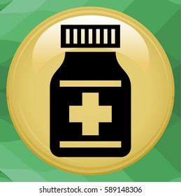 Pill bottle isolated icon on white background. Pill bottle for capsules. Medical container. Flat style vector illustration.