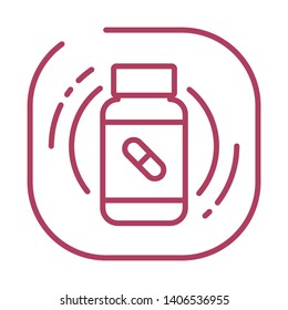 Pill bottle line icon.The concept of drug treatment, a course of prevention. Sign for web or mobile app. UI/UX user interface. Vector clipart, illustration. Editable stroke.