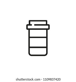 Pill Bottle Line Icon. Drug, Painkiller, Medication. Pharmacy Concept. Vector Illustration Can Be Used For Topics Like Rx, Prescription Medicine, Recovery